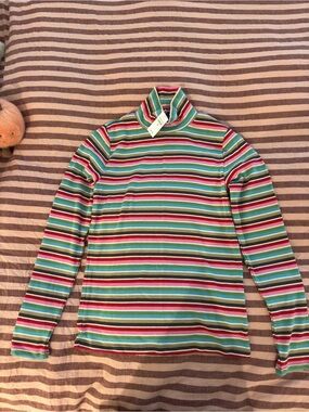 Gap Striped Turtleneck Long Sleeve Ribbed Top